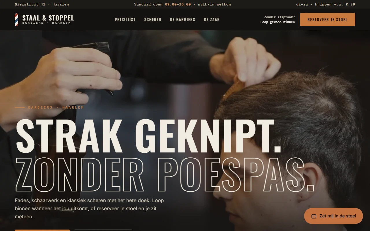 Example website for a barbershop