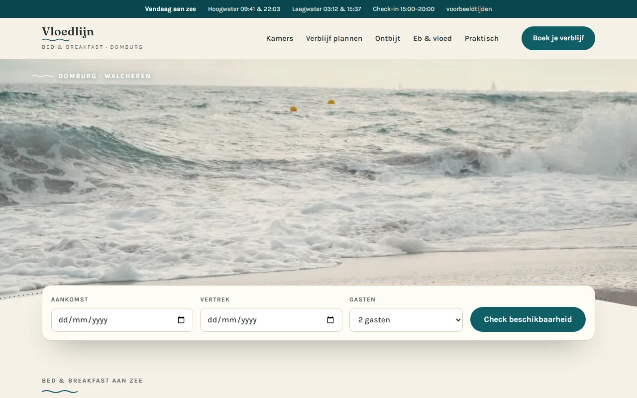Example website for a bed and breakfast