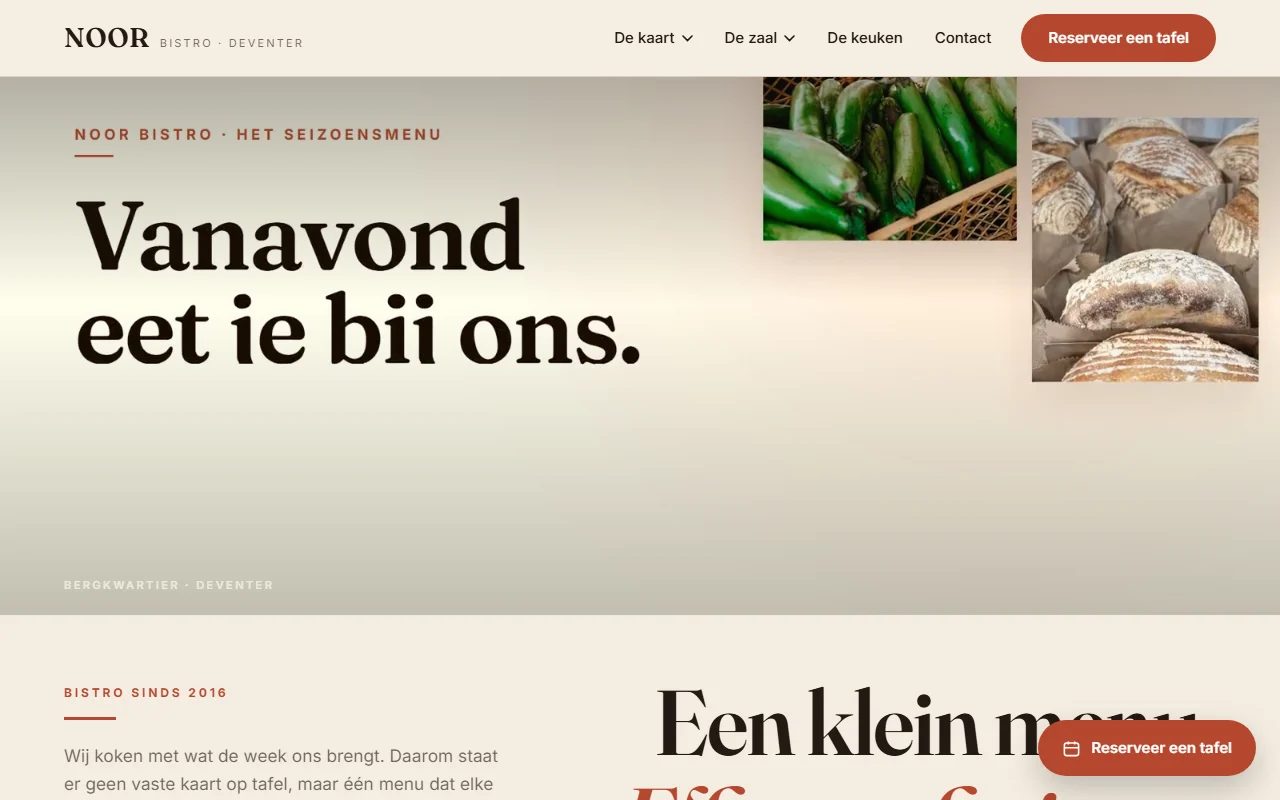 Example website for a bistro