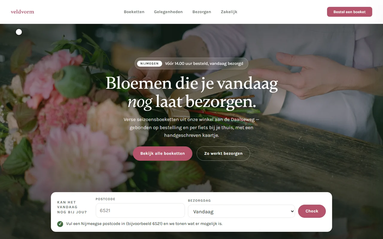 Example website for a florist