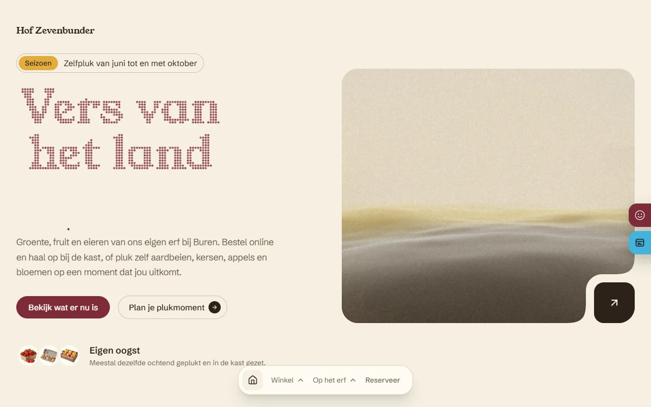 Example website Hof Zevenbunder for a farm shop