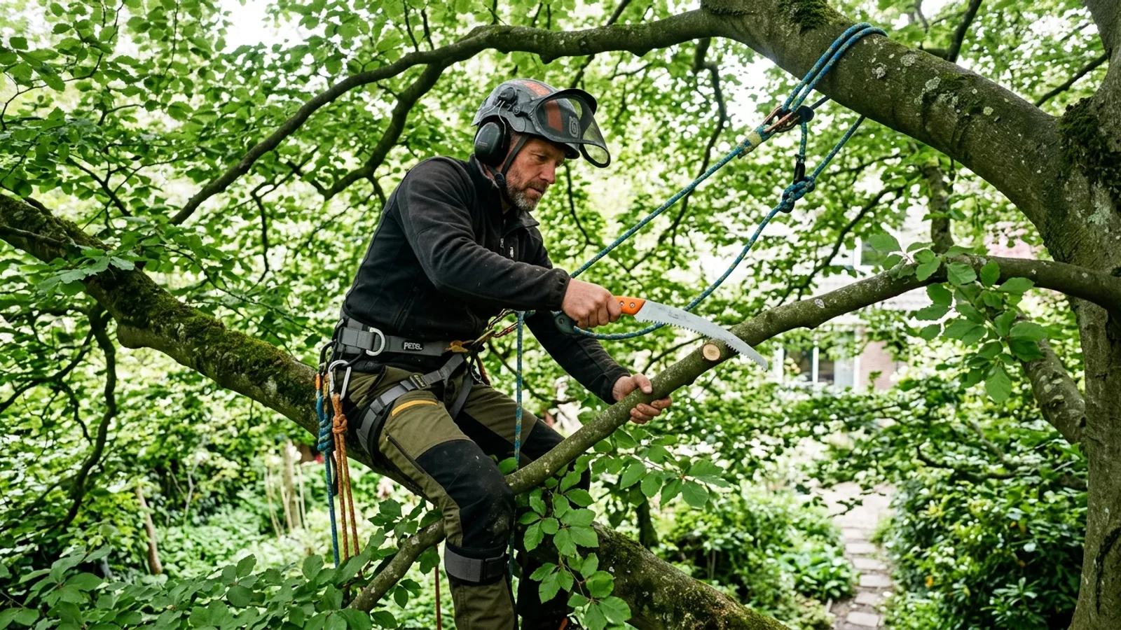 Spoorloos klimsnoei in eikenboom