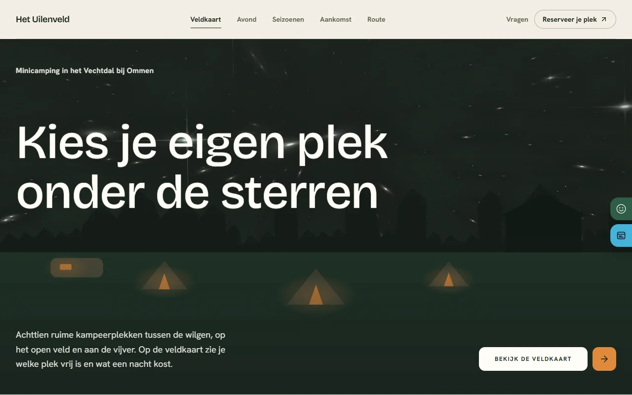 Example website for a campsite: Het Uilenveld