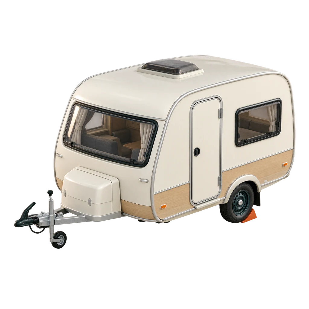 Ongemerkte compacte caravan als schaalmodel