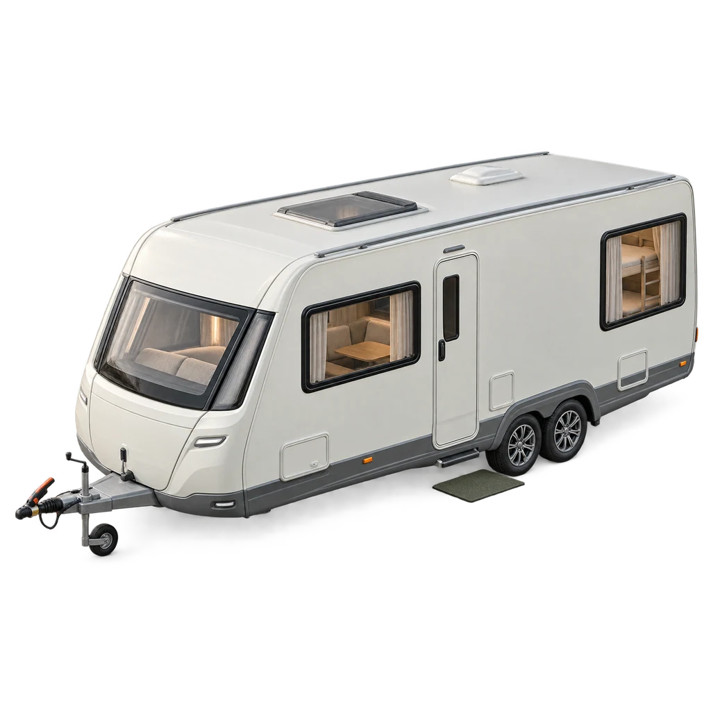 Ongemerkte gezinscaravan als schaalmodel