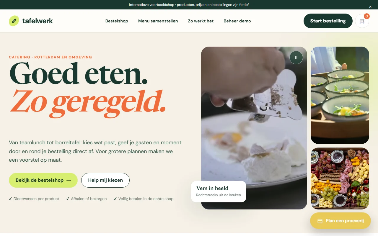 Example website for a catering company