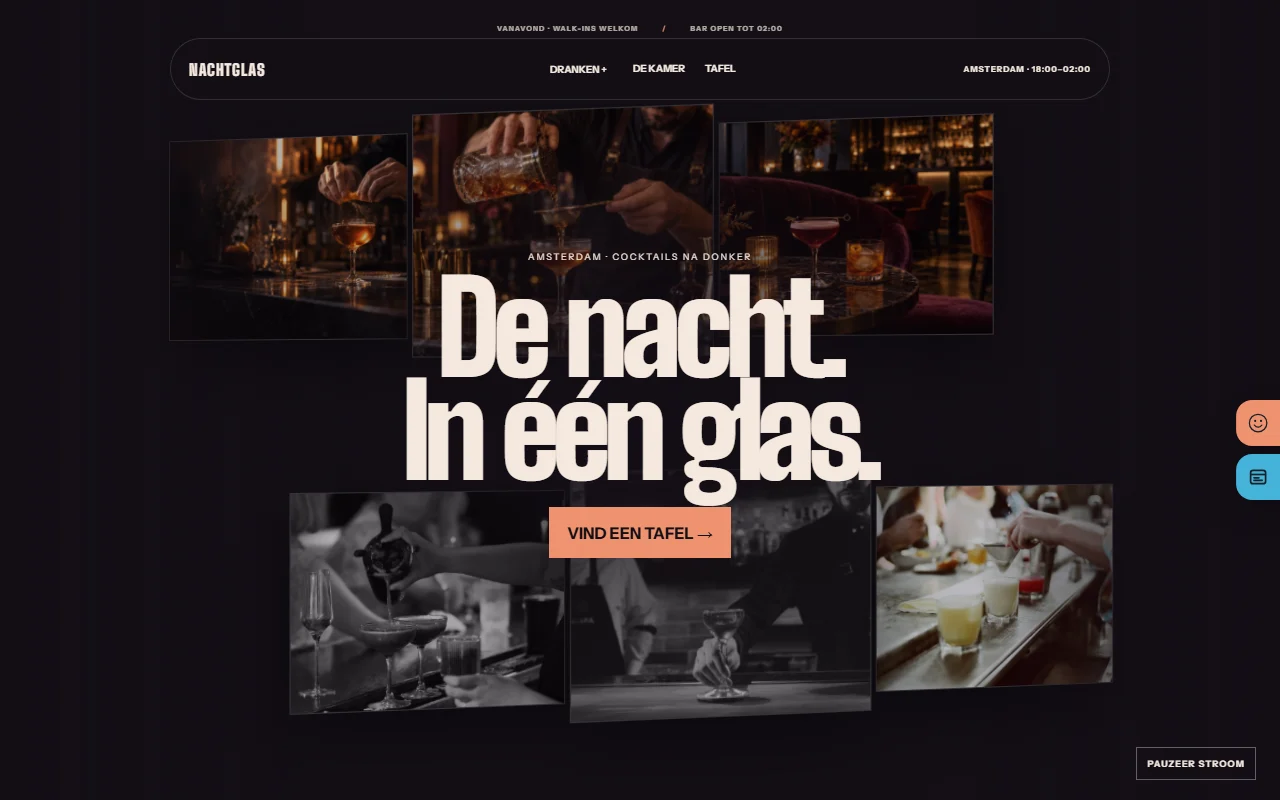 Example website for a cocktail bar: Nachtglas