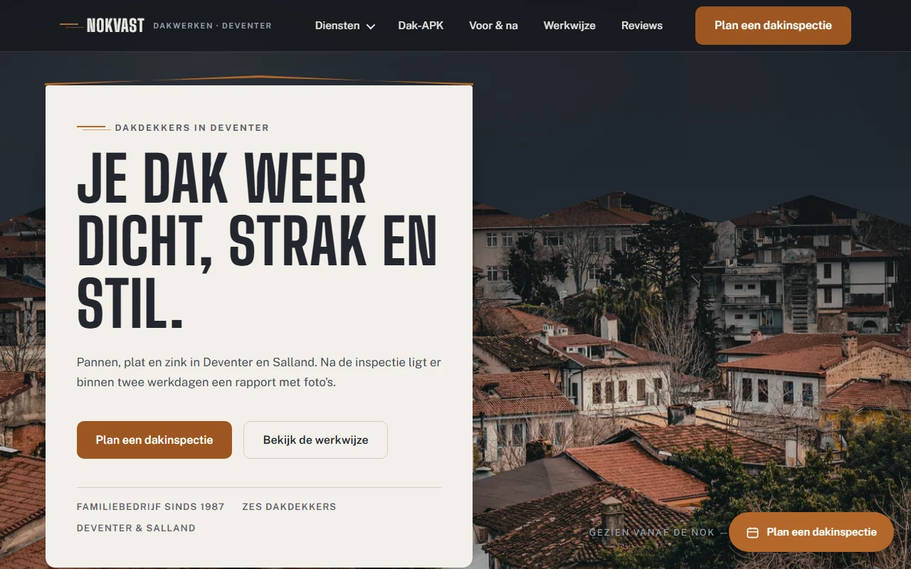 Example website for a roofing company