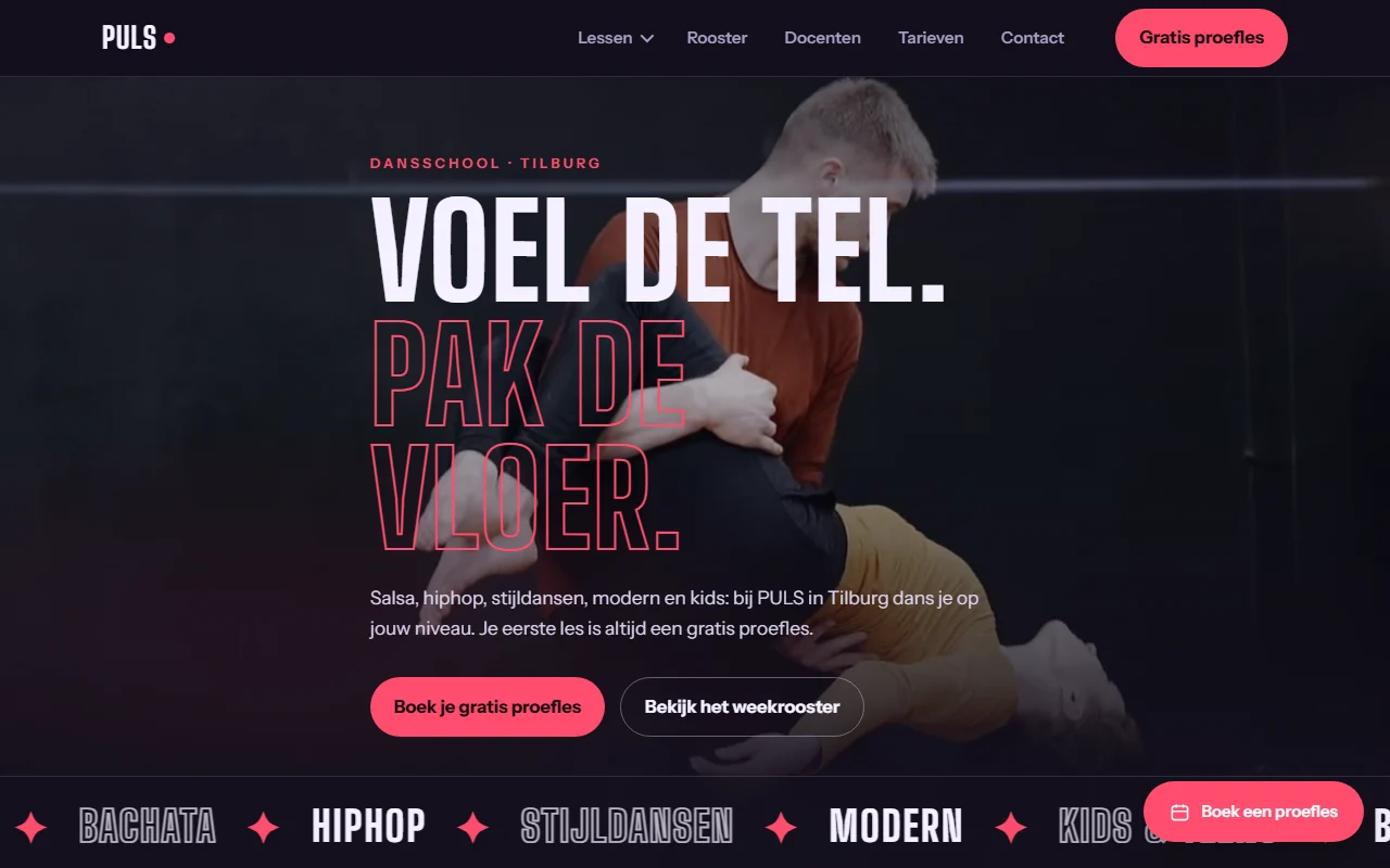 Example website for a dance school