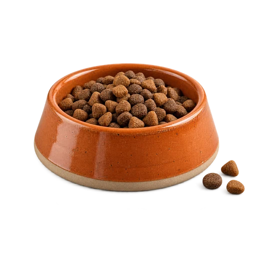 Terracotta voerbak met brokjes