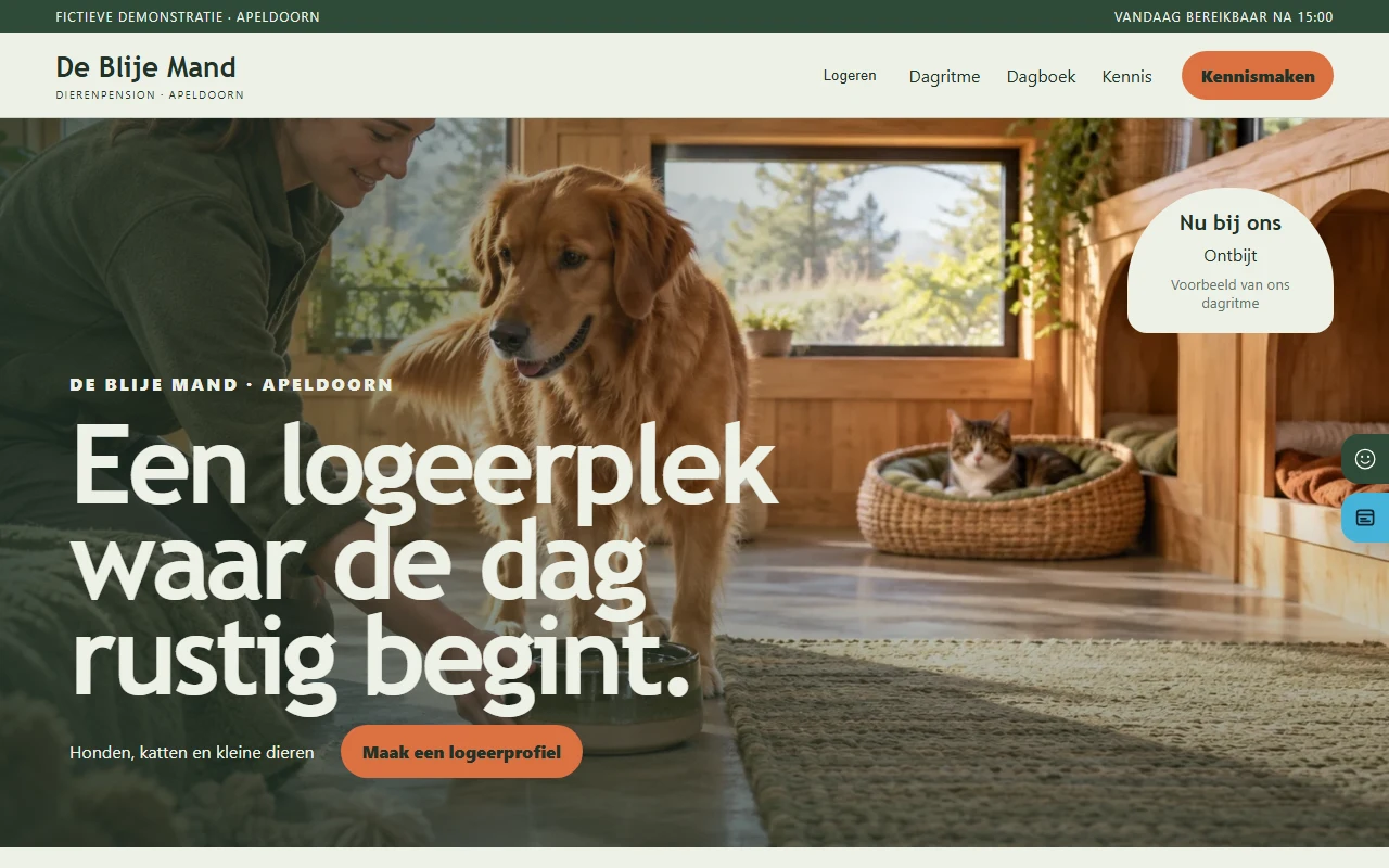 Example website for a pet boarding service