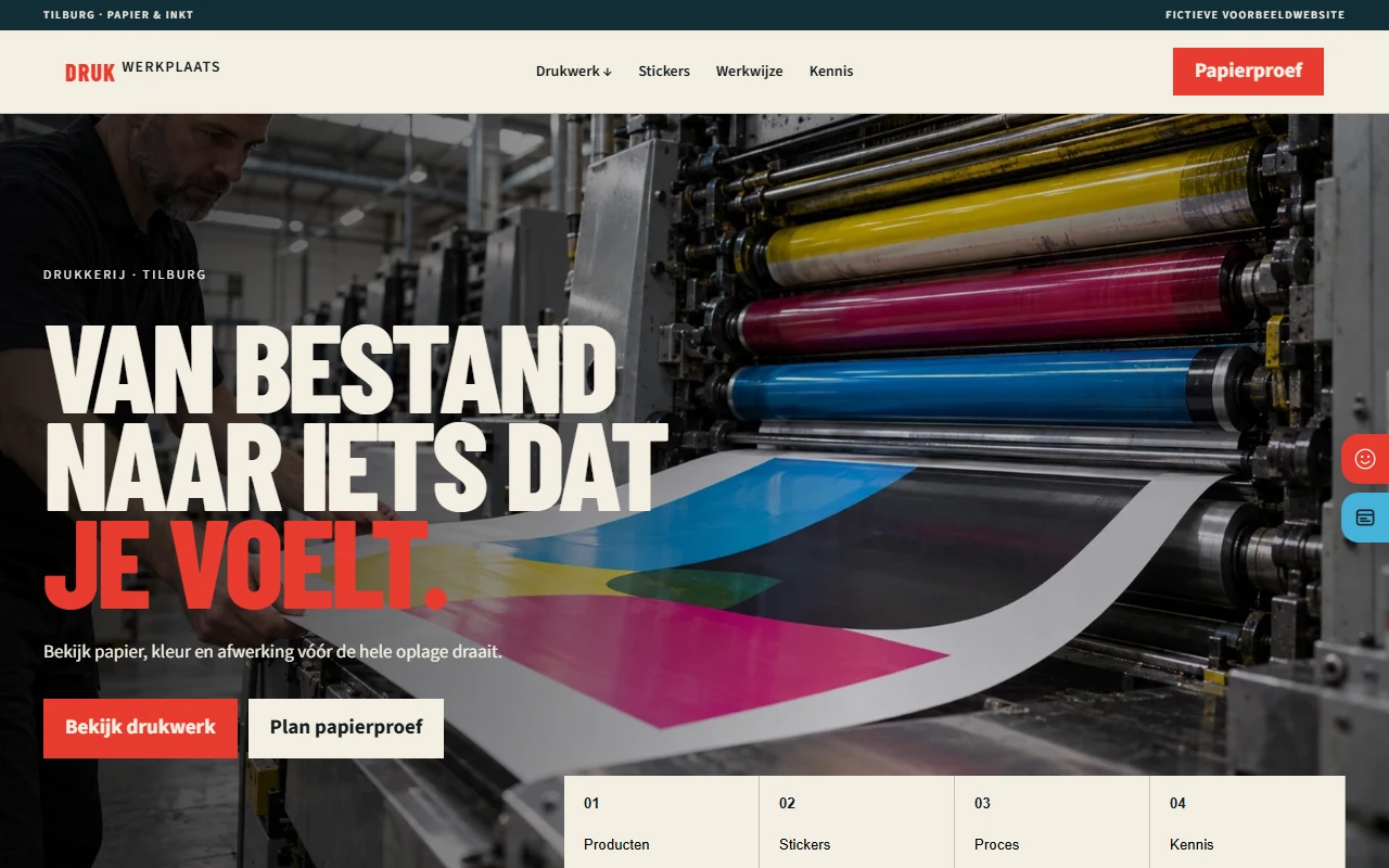 Voorbeeldwebsite voor drukkerij
