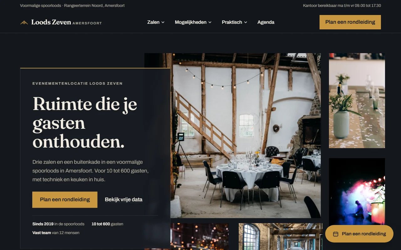 Example website for a event venue