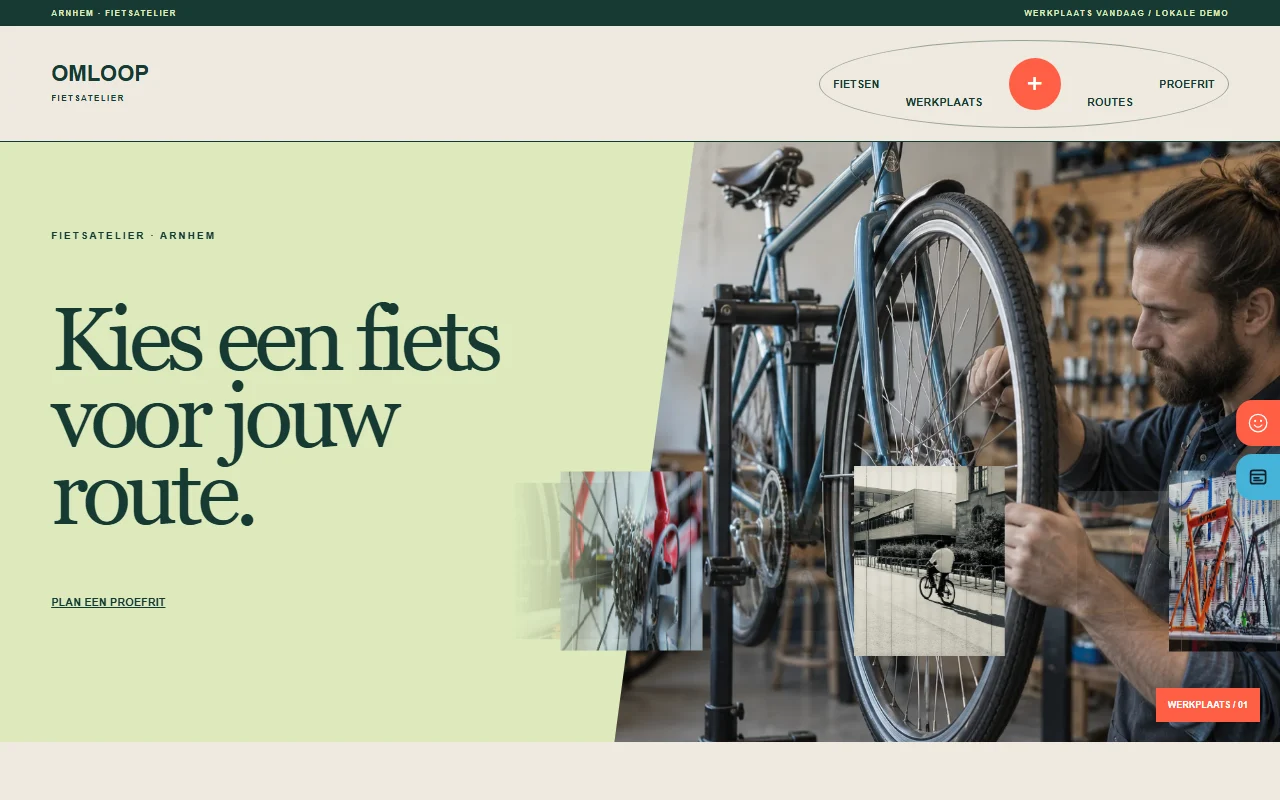 Voorbeeldwebsite voor fietsenwinkel: Omloop Fietsatelier