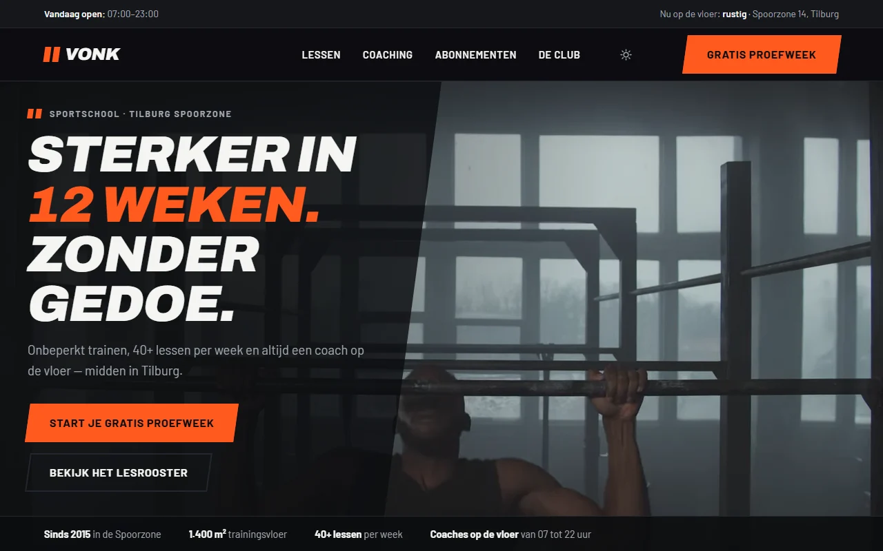 Example website for a fitness club
