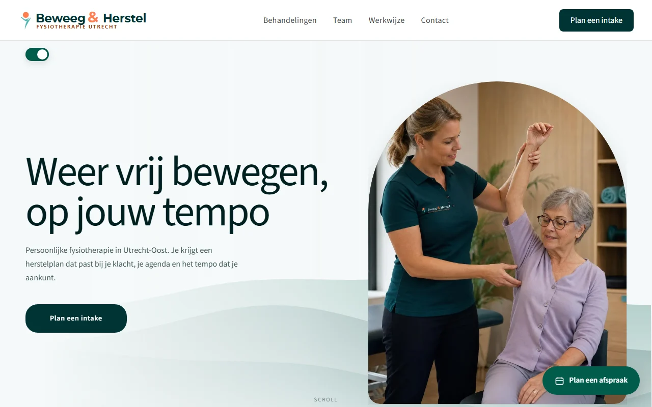 Example website for a physiotherapist