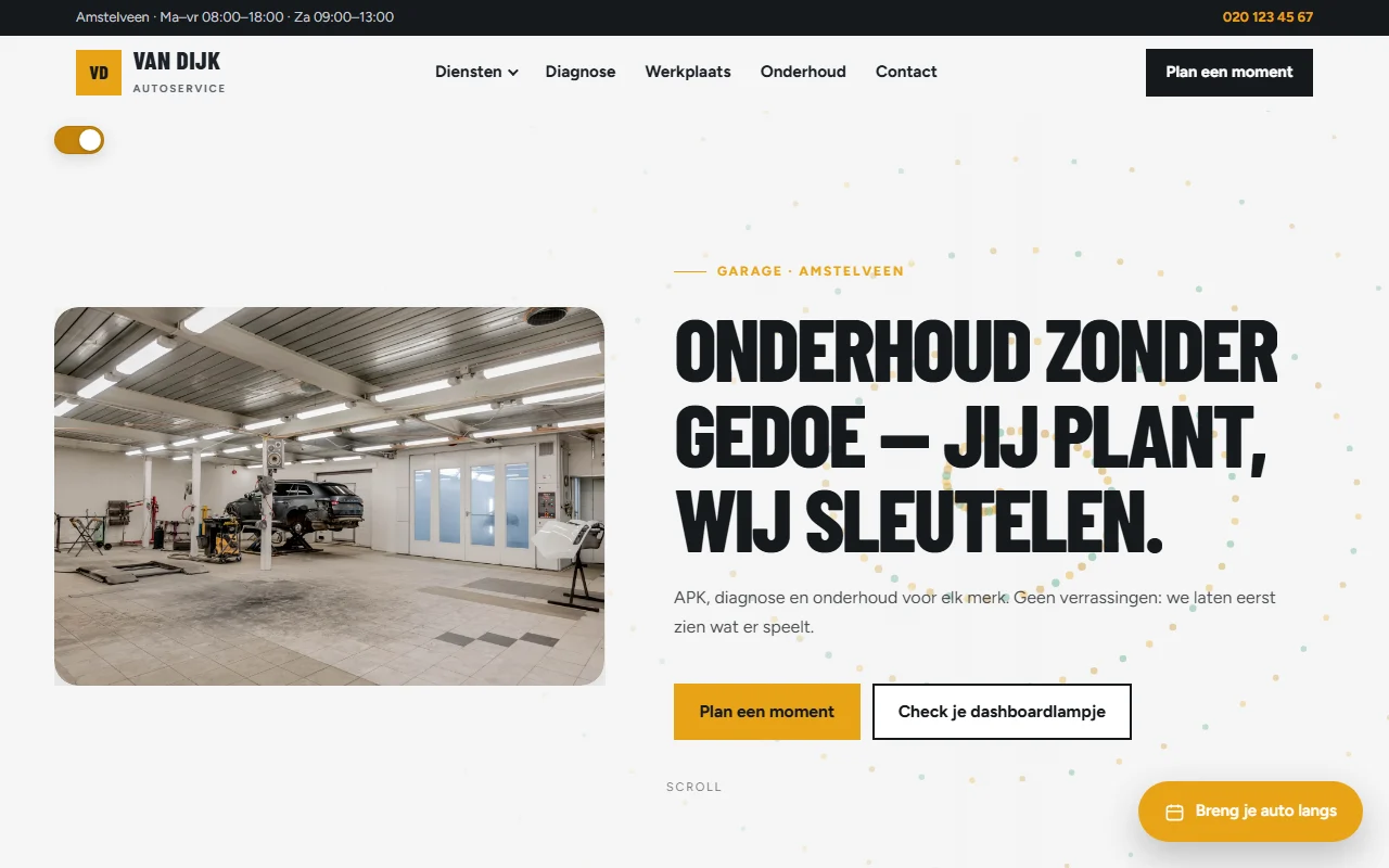 Example website for a car repair shop