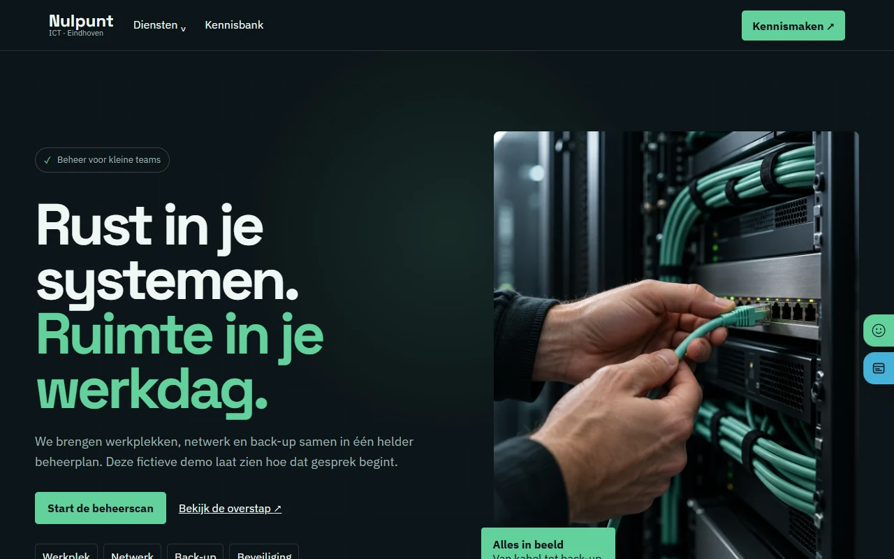 Voorbeeldwebsite voor ict-systeembeheer