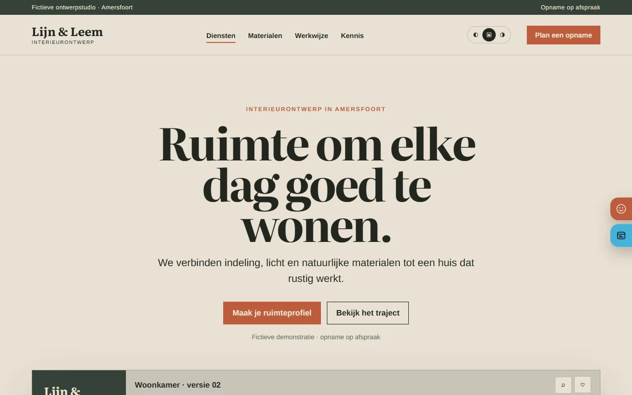 Example website for a interior designer: Lijn & Leem