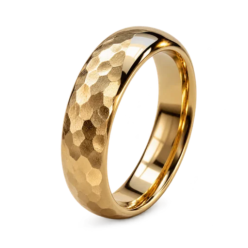 Gesmede ring in geelgoud