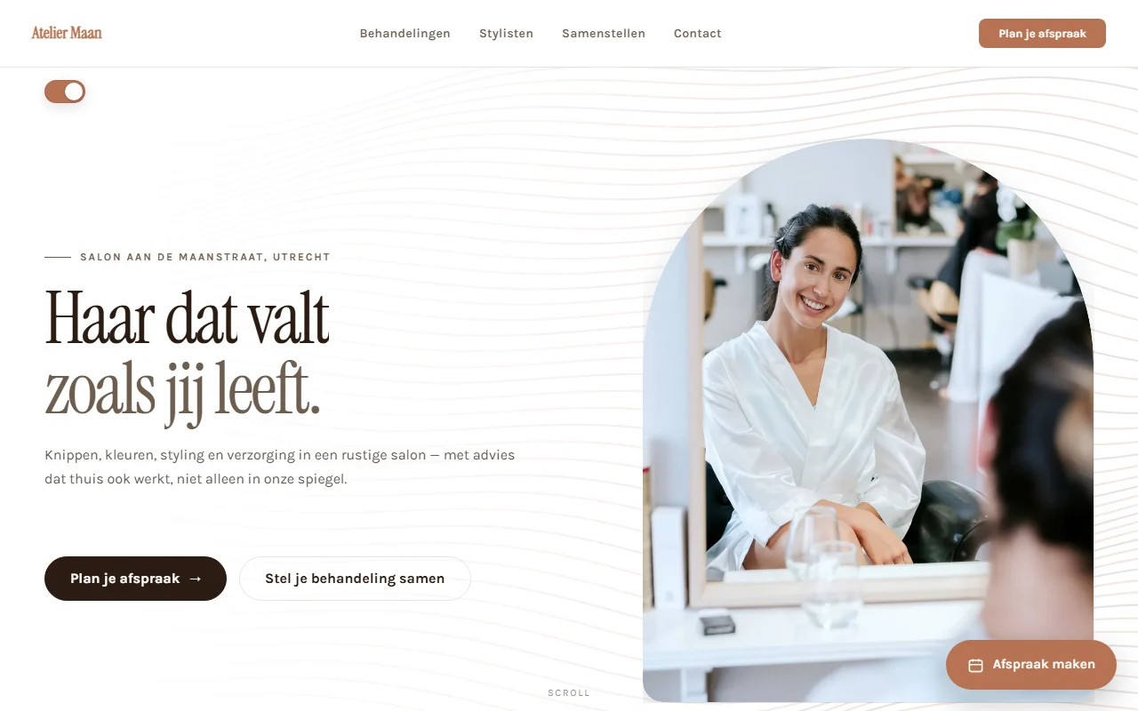 Example website for a hair salon