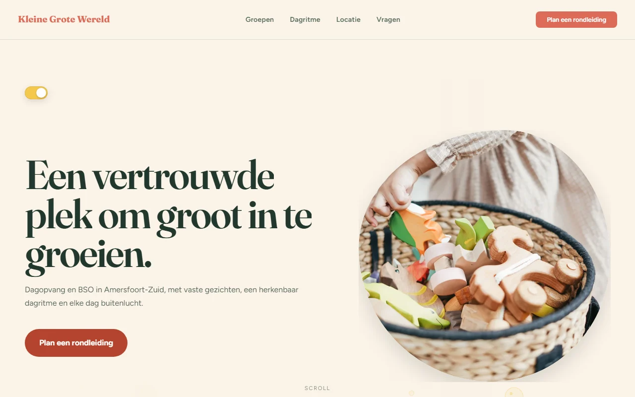 Example website for a childcare: Plakboek & dagritme