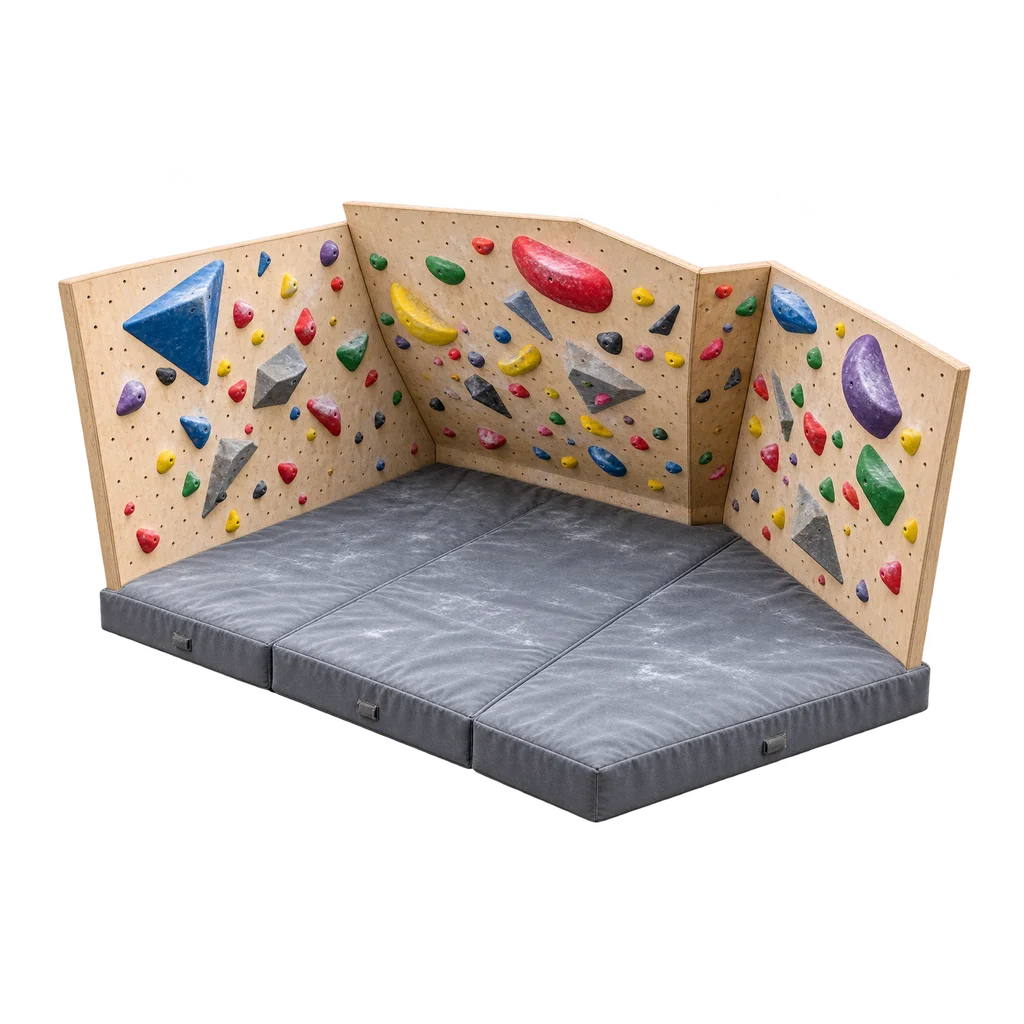 Maquette van boulderwand en valmat