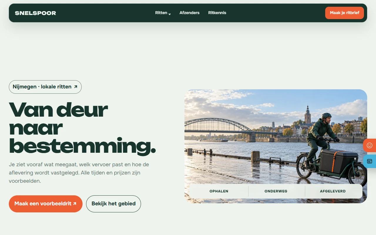 Voorbeeldwebsite voor koeriersdienst