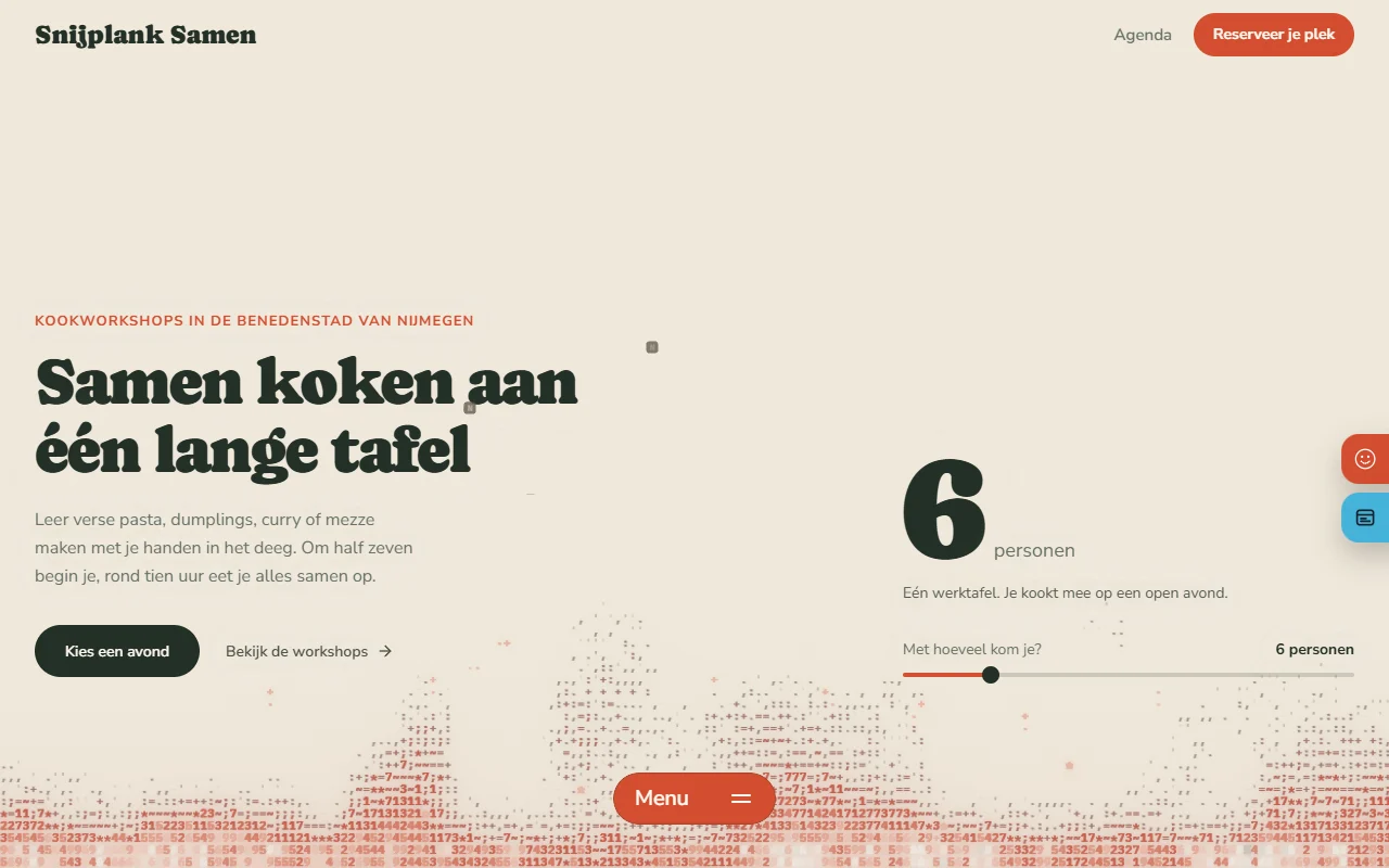 Voorbeeldwebsite voor kookworkshop: Snijplank Samen