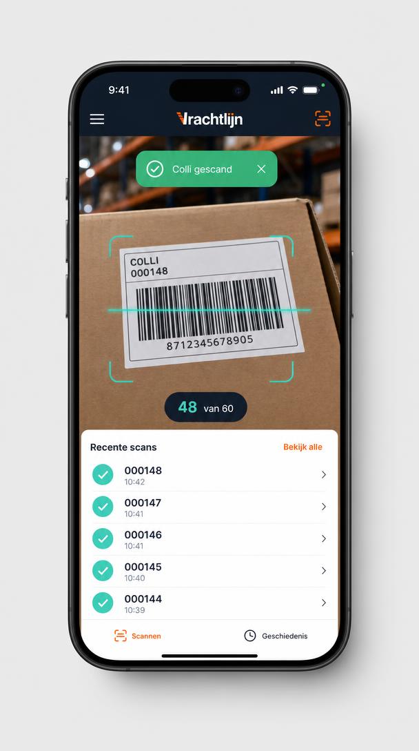 Werkende buitendienstapp voor scannen en registreren op locatie