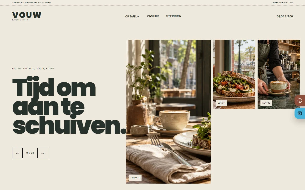 Voorbeeldwebsite voor lunchroom