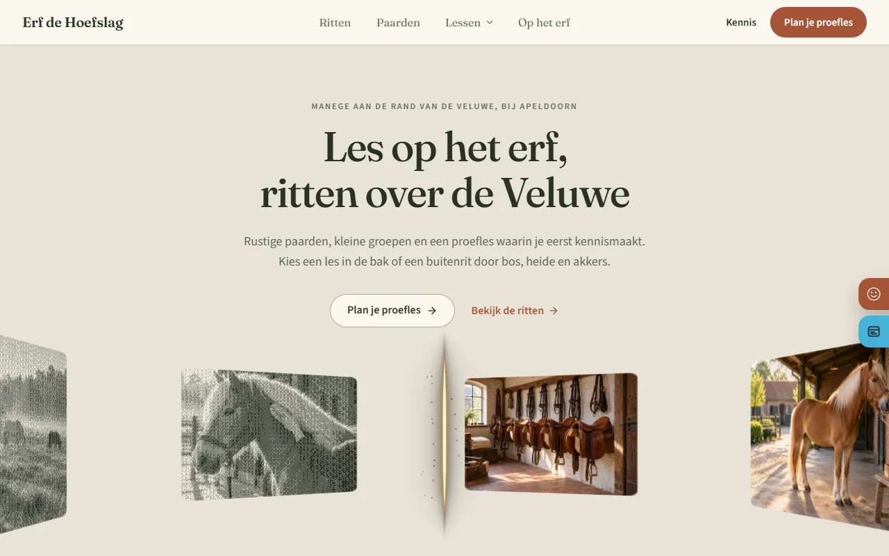 Voorbeeldwebsite voor manege: Erf de Hoefslag