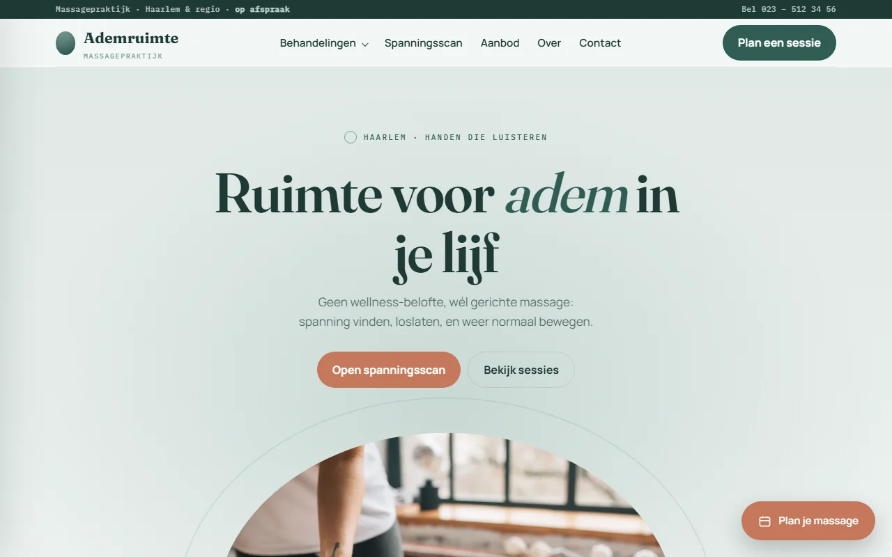 Example website for a massage practice