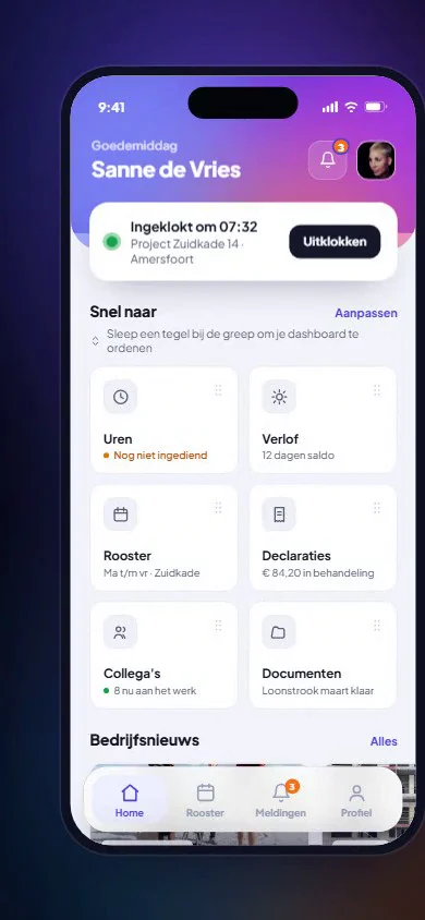 Werkende mobiele MediaSimpel-app op telefoonformaat