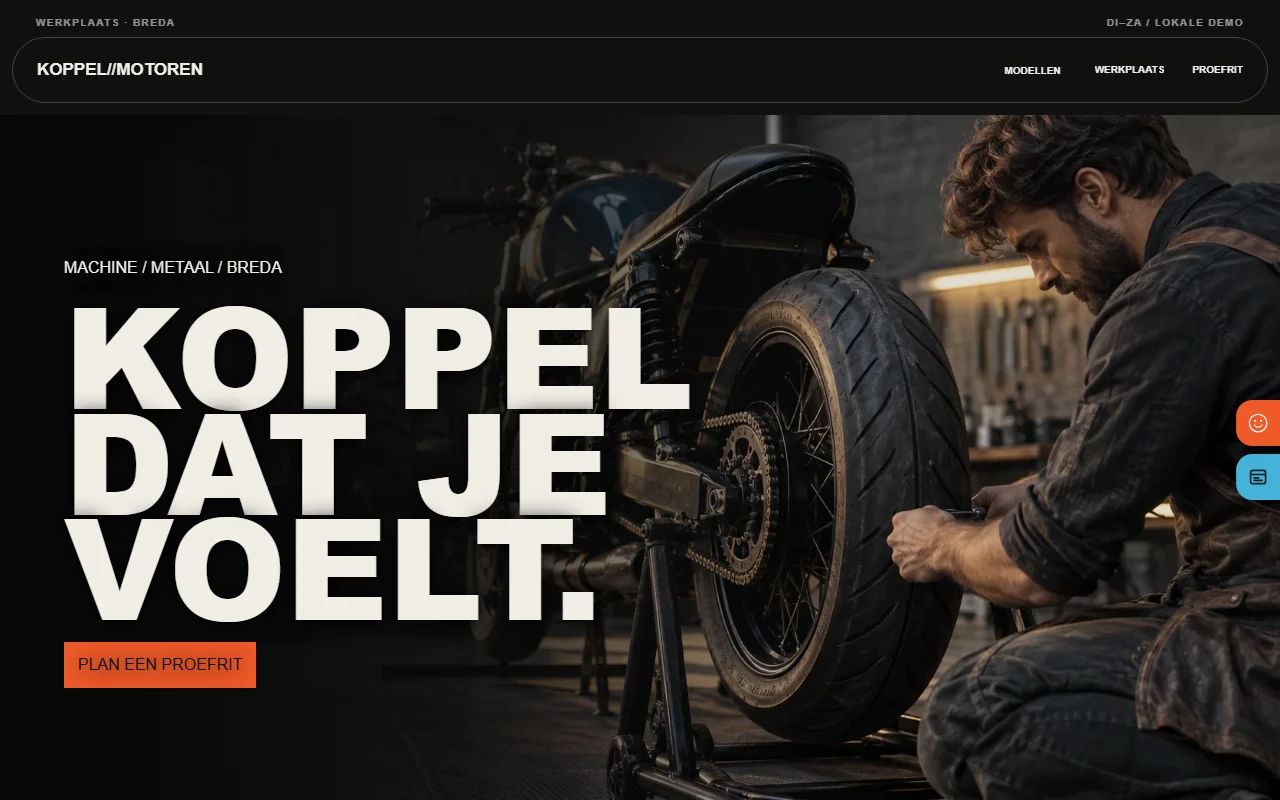 Example website for a motorcycle shop: Koppel Motoren