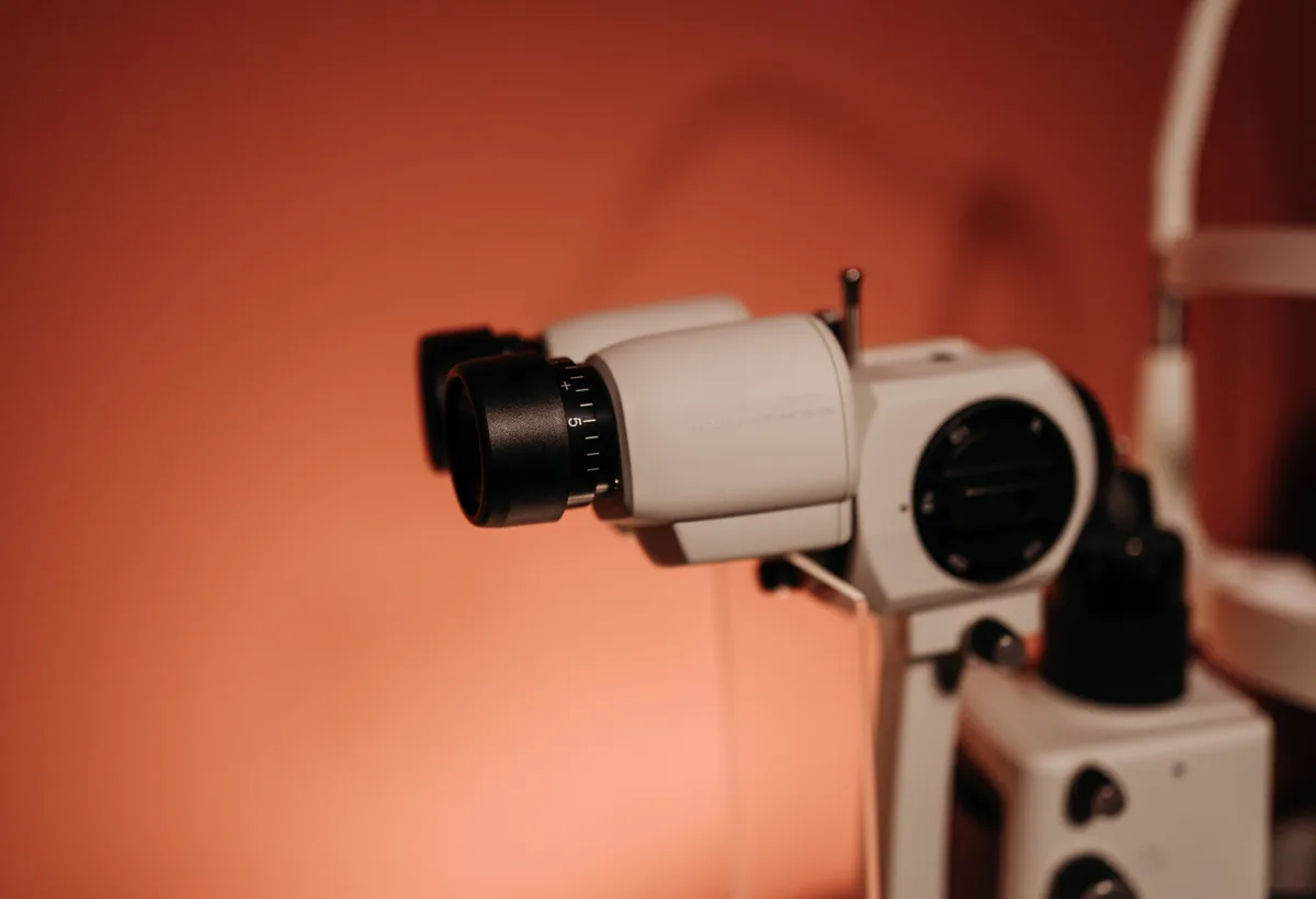 Optometrist voert netvliesscan uit met digitale funduscamera