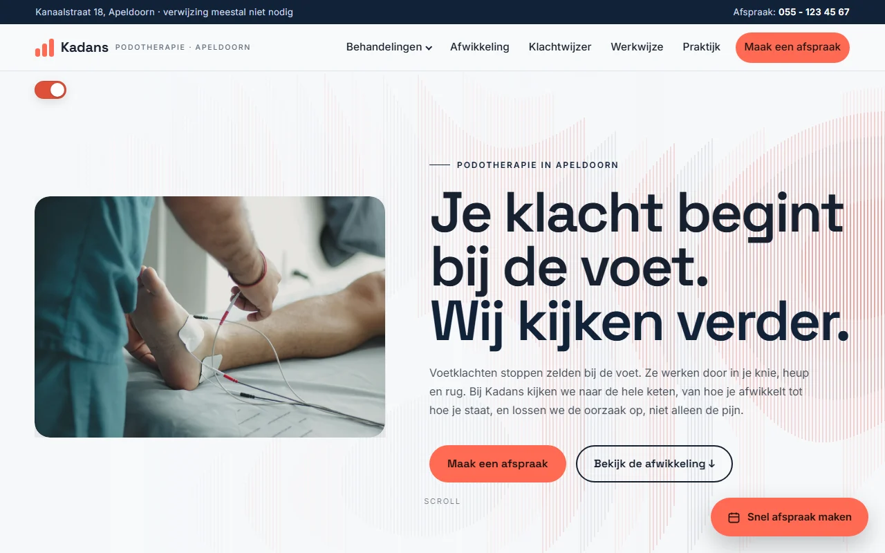 Example website for a podiatrist