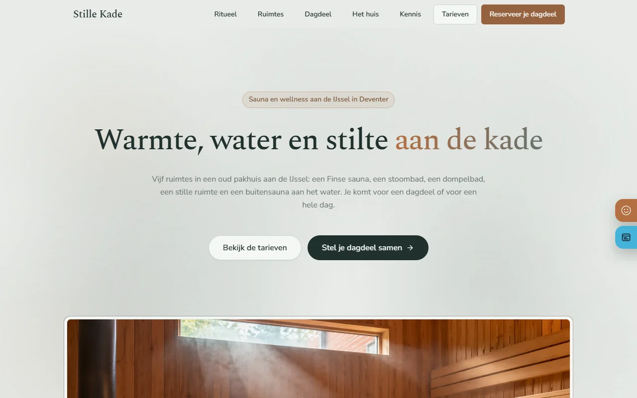 Voorbeeldwebsite voor sauna en wellness: Stille Kade