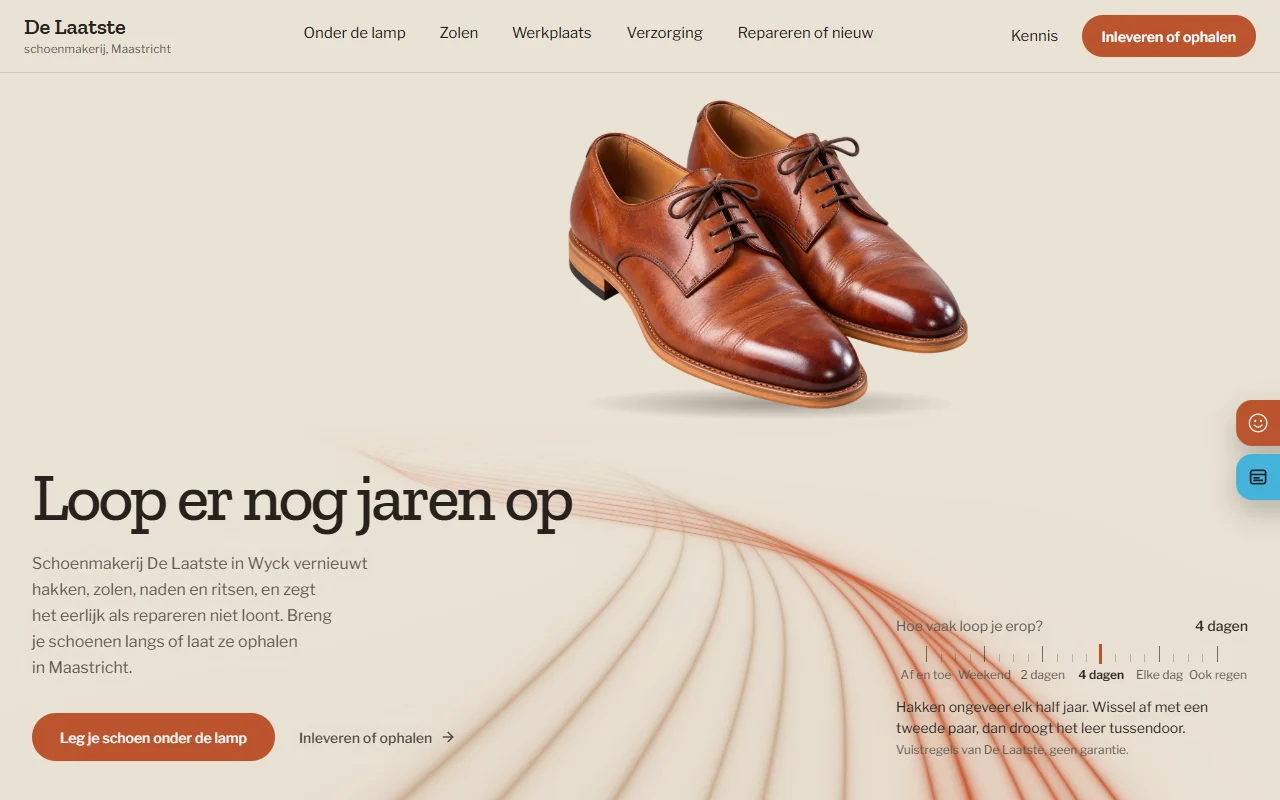 Voorbeeldwebsite voor schoenmaker