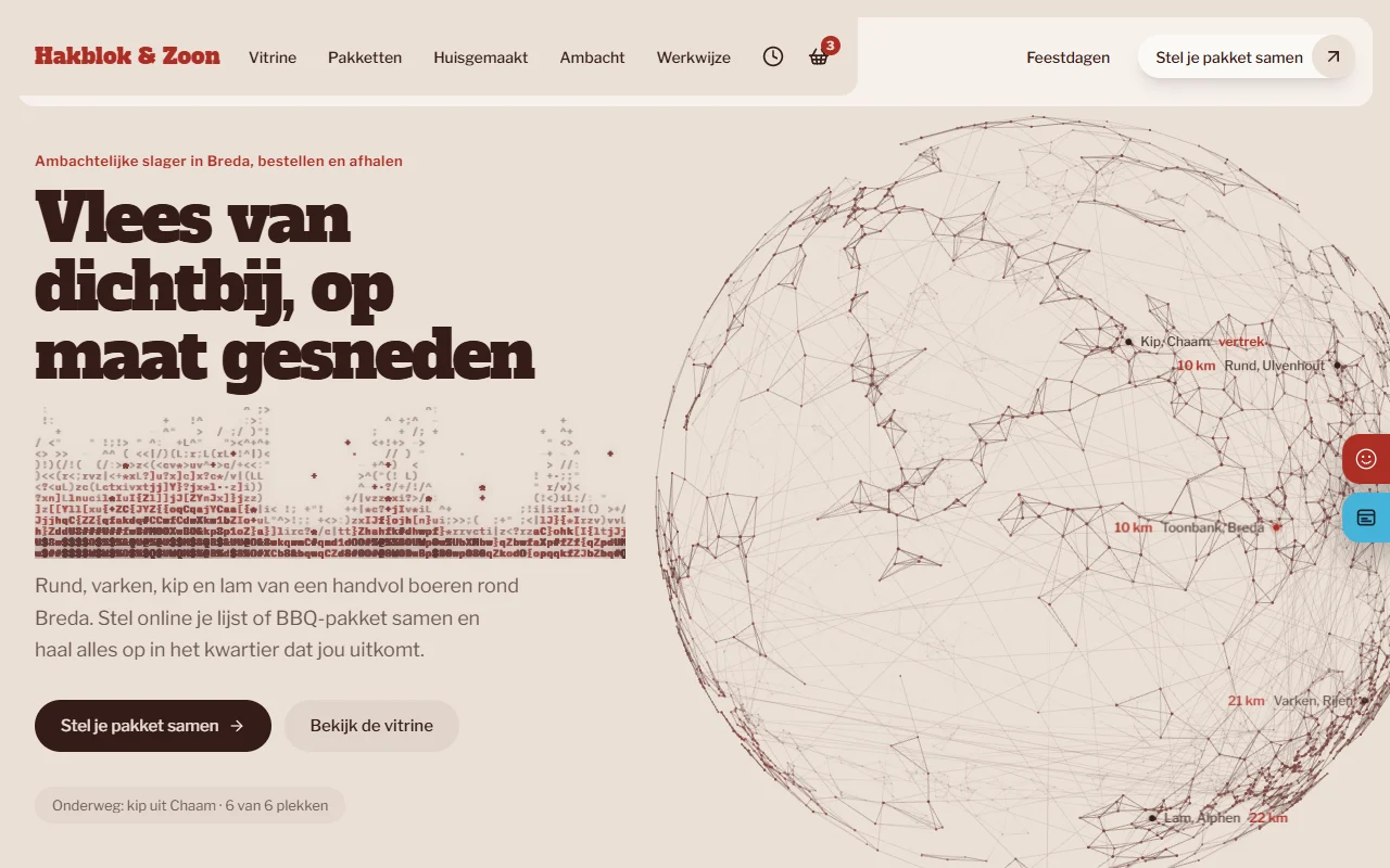 Voorbeeldwebsite voor slager: Hakblok & Zoon