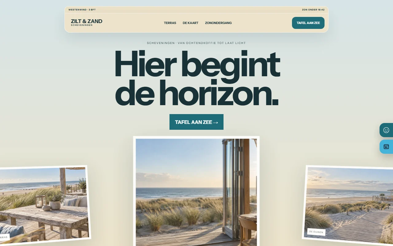 Example website for a beach pavilion: Zilt & Zand