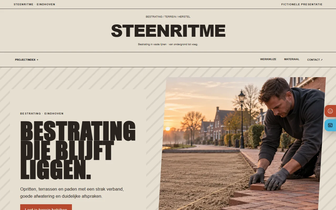 Example website for a paving contractor: Steenritme