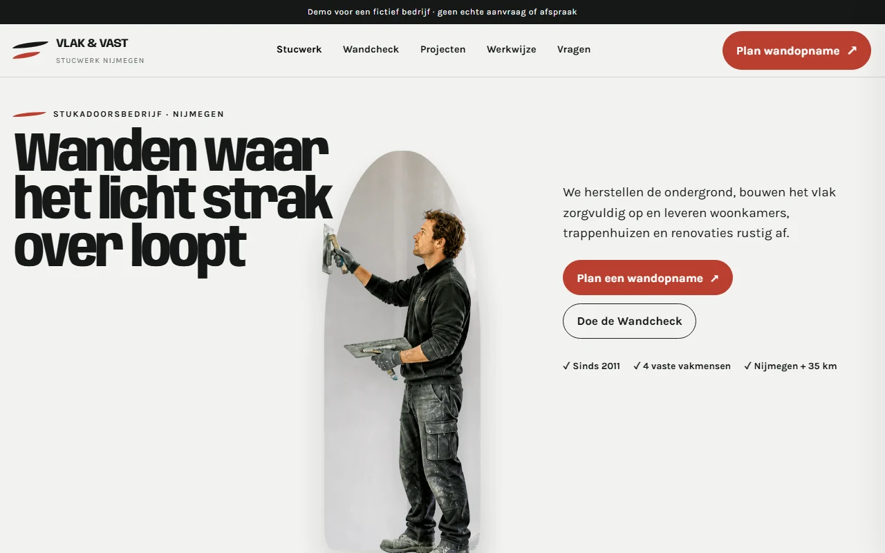 Voorbeeldwebsite voor stukadoor