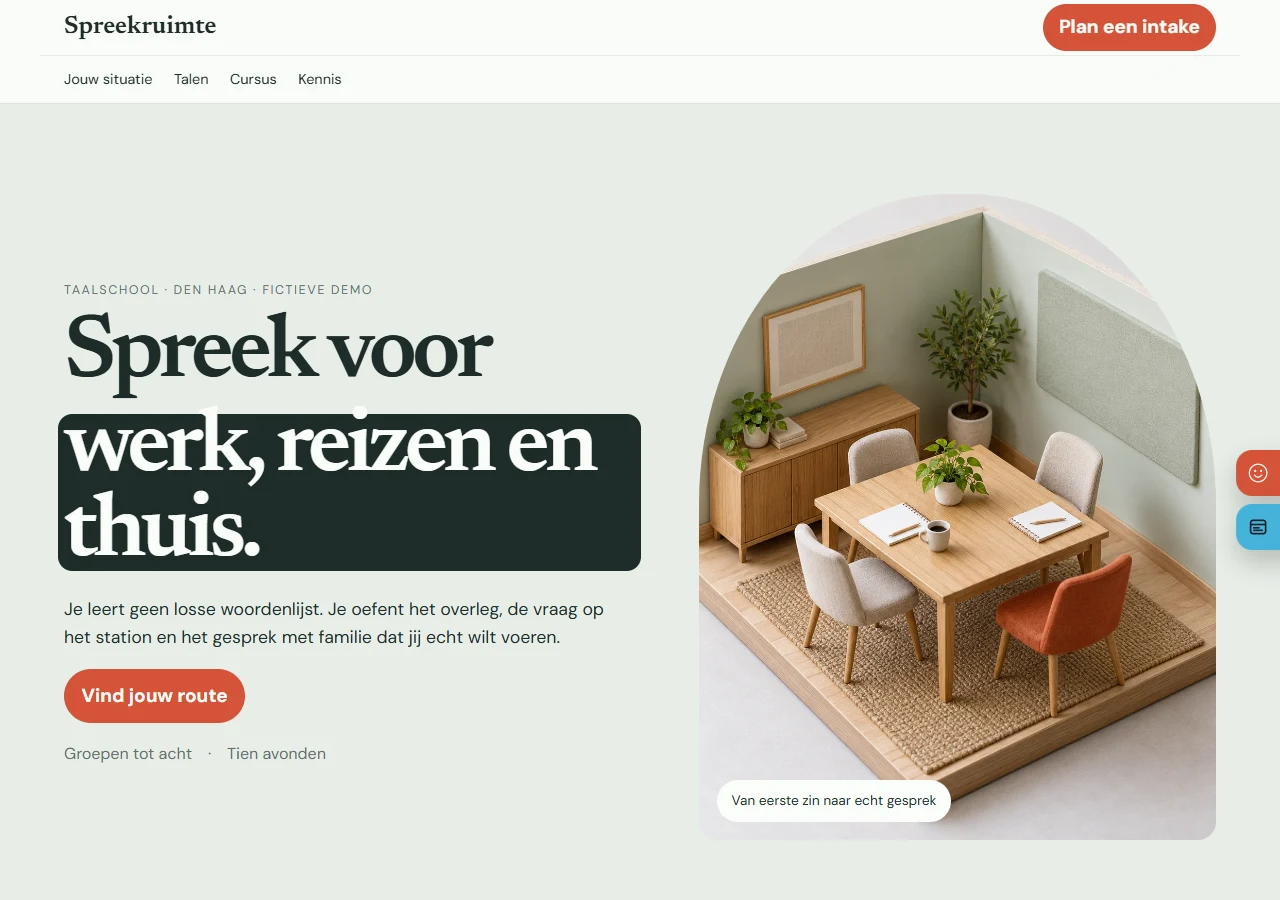 Example website for a language school: Spreekruimte