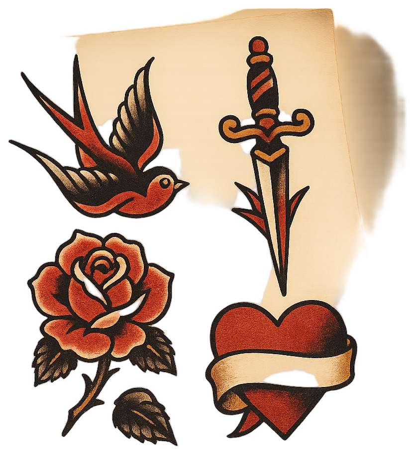 Vel met klassieke traditional flash-ontwerpen