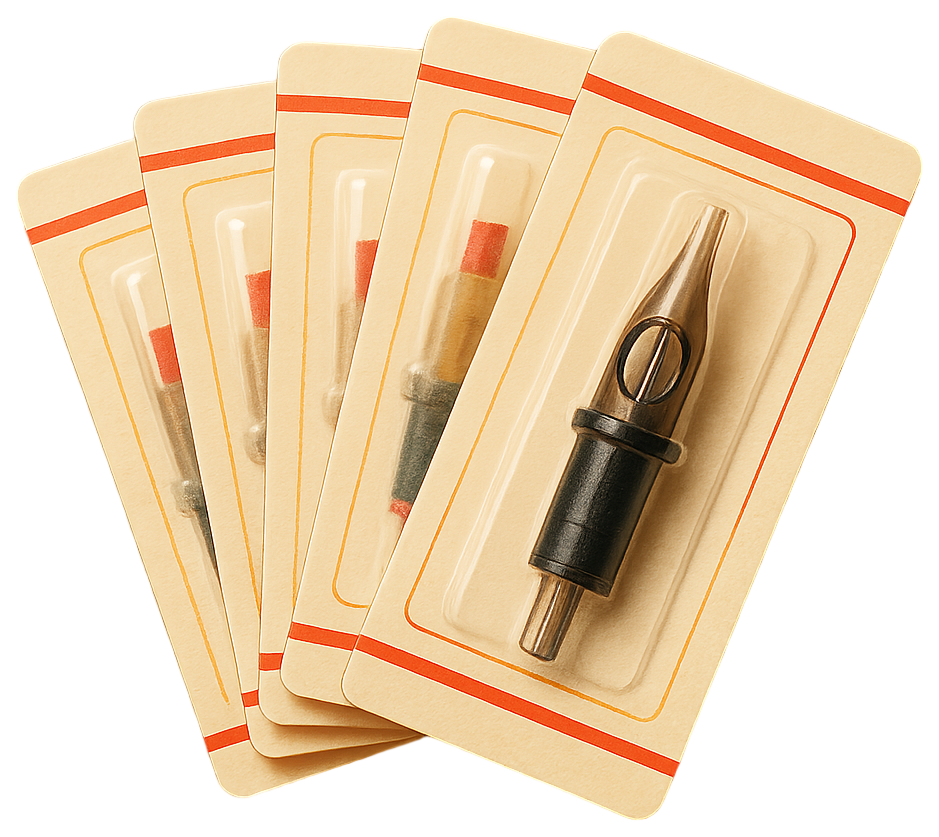 Waaier van steriele tattoo-naaldcartridges