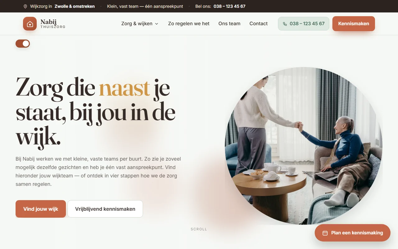 Example website for a home care organisation
