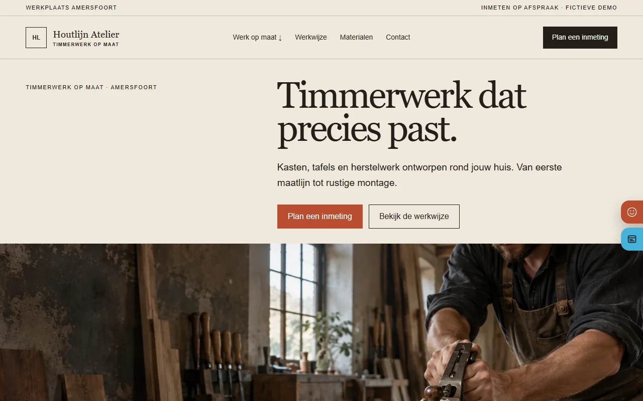Example website for a carpenter: Houtlijn Atelier