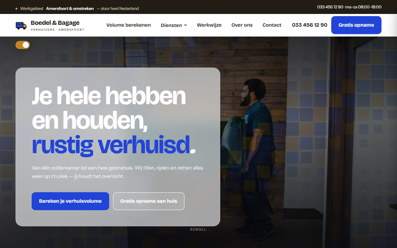 Example website for a moving company