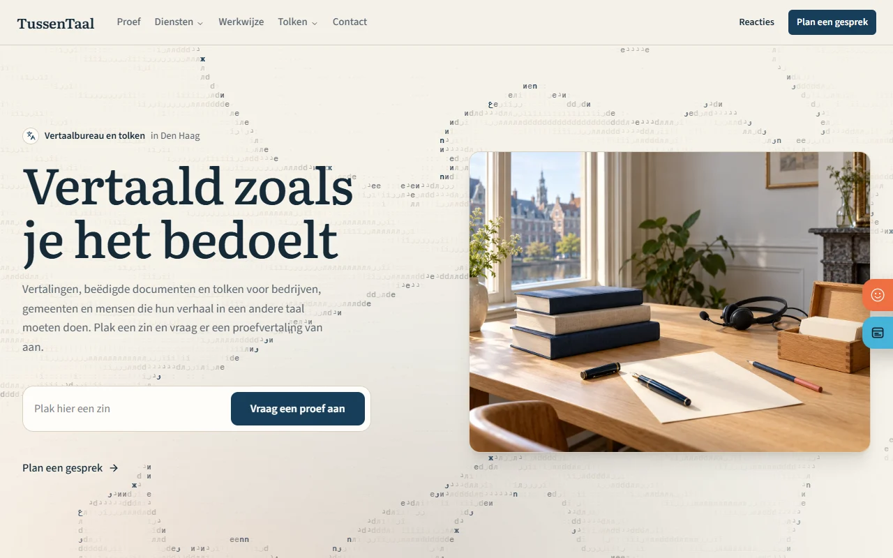 Voorbeeldwebsite voor vertaalbureau